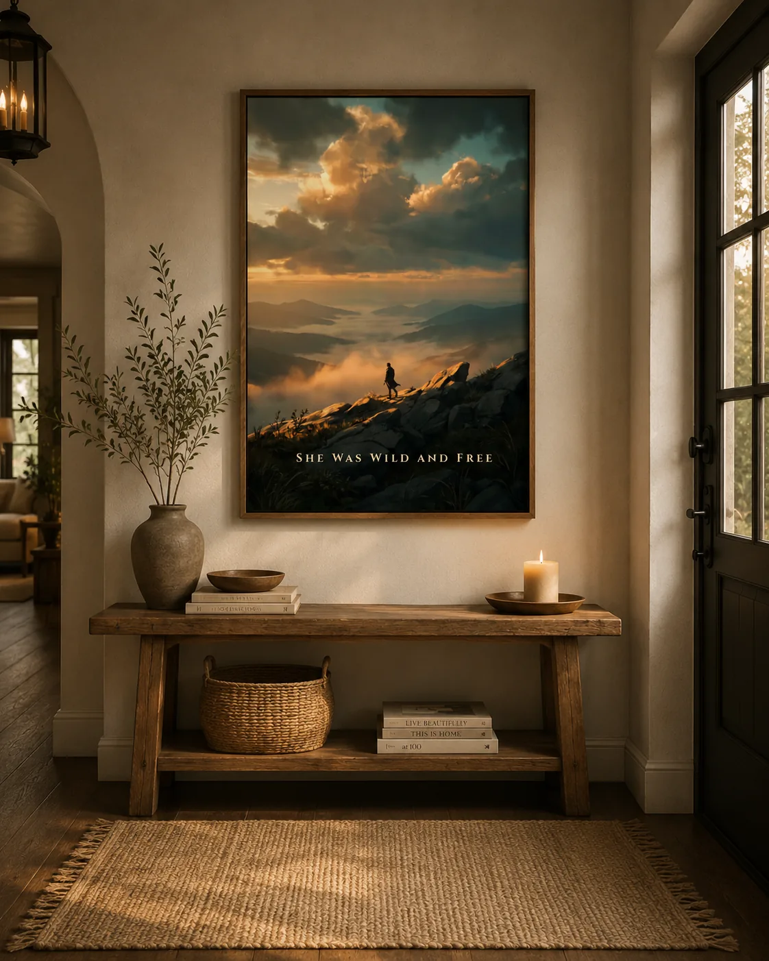 She Was Wild and Free — Stillume print styled in a entryway